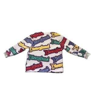 DISNEYLAND‎ FUZZY PLUSH PULLOVER CREWNECK SWEATER RARE RETRO JUMBO LOGO